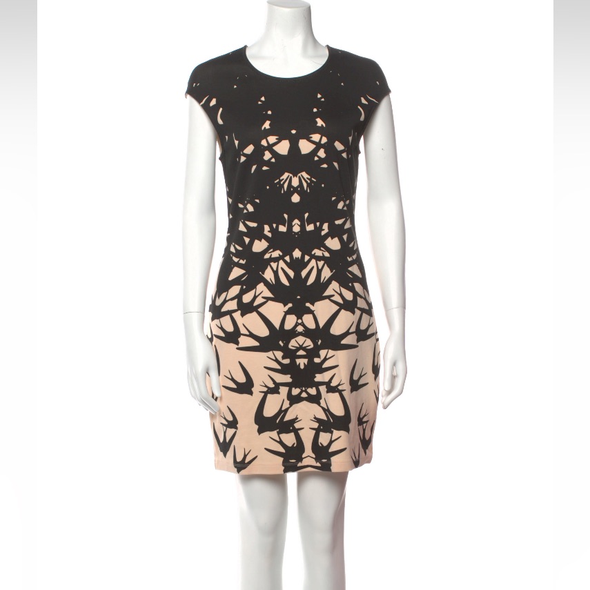 - Alexander Mcqueen Swallow Wool Sweater Dress Black And Cream Size Large